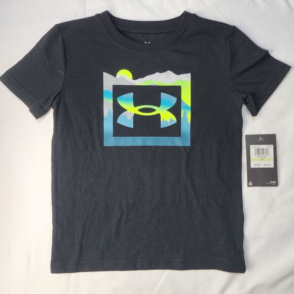 Under Armour UA Boys  Shirt & Shorts Set Outfit Size 4T NWT Green Black - Picture 3 of 5